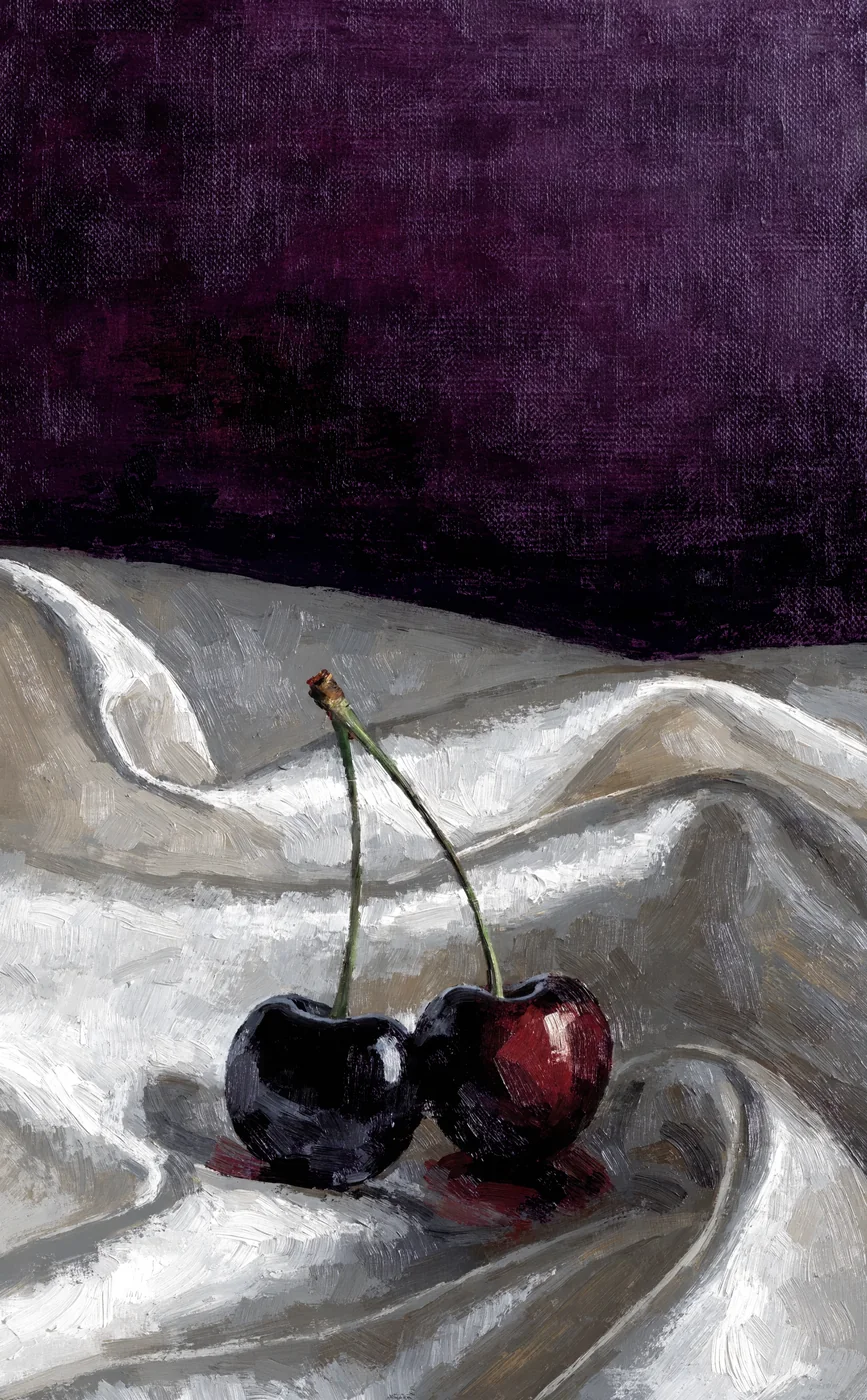 Cherries on Satin, lock wallpaper