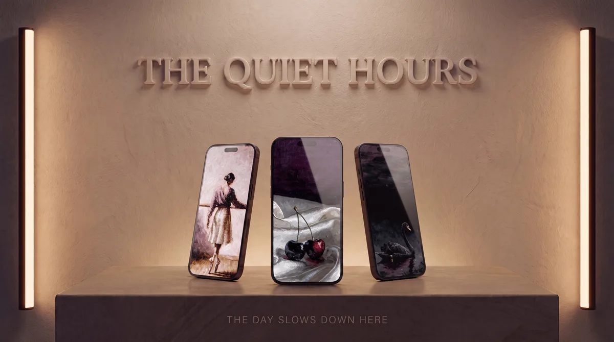 The Quiet Hours, Suite No. 1 shown on iPhone lock + home