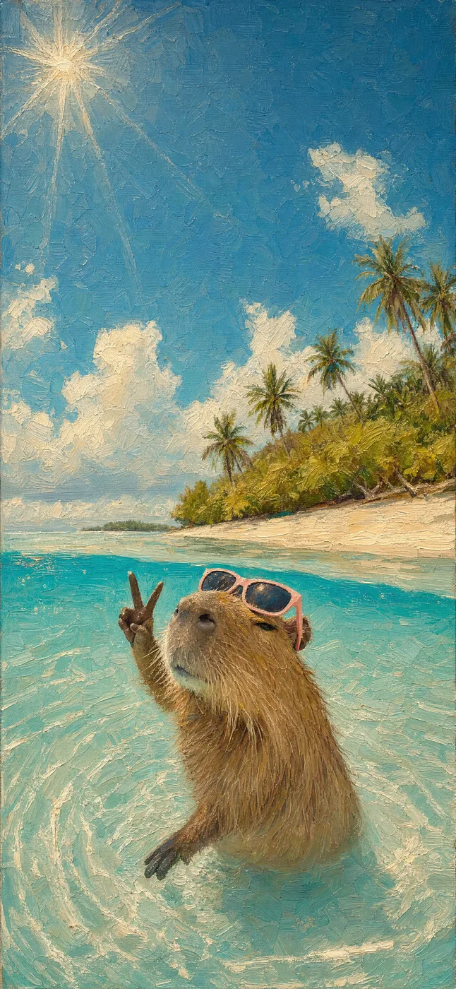 Capybara Club, iPhone wallpaper: the composed capybara framed vertically.