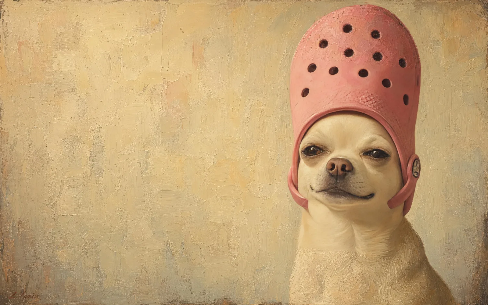 Croc Couture, MacBook wallpaper: questionable footwear worn with absolute painted confidence.