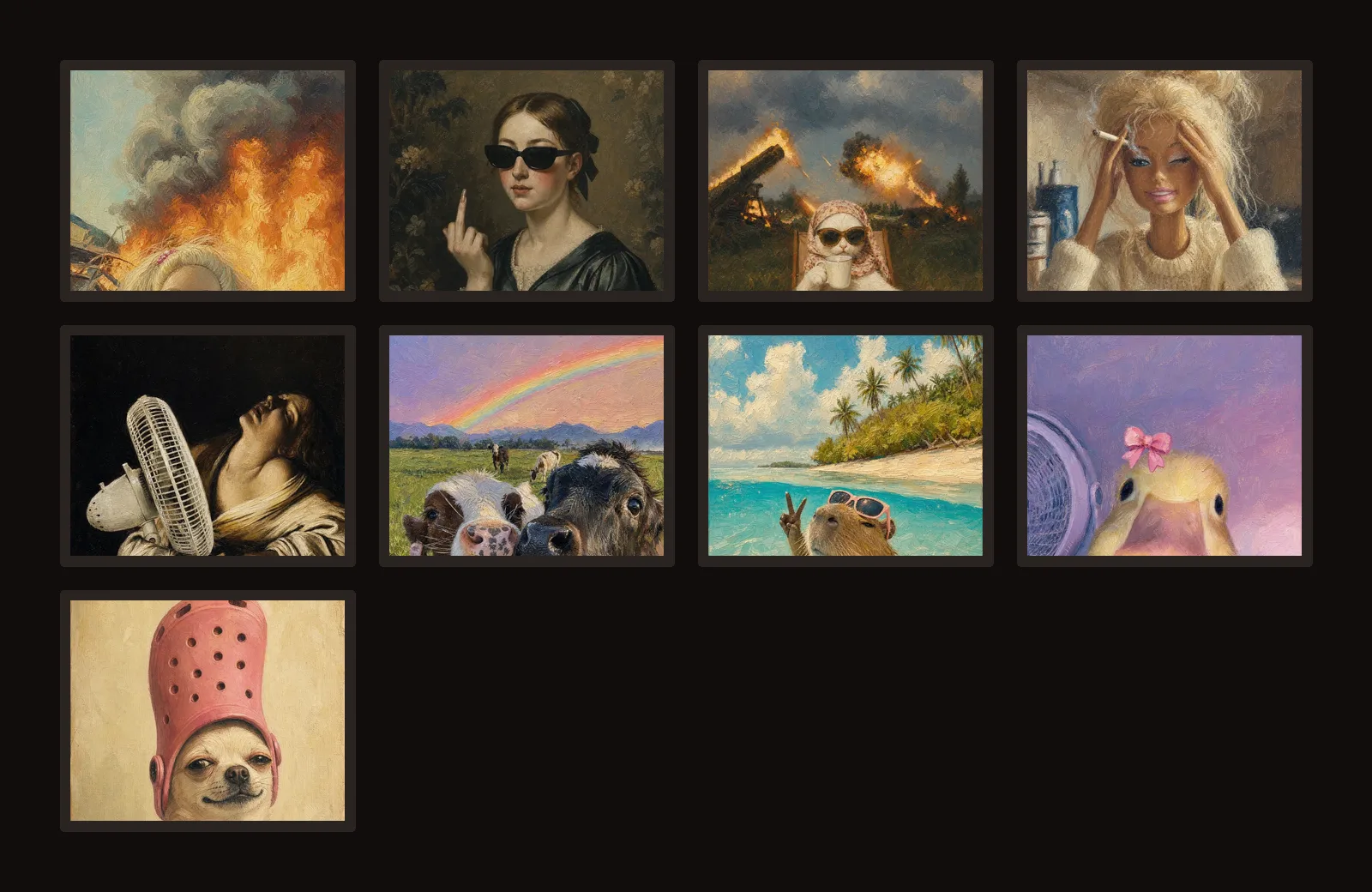 All artworks in Everything Is Fine, Vol. I arranged together