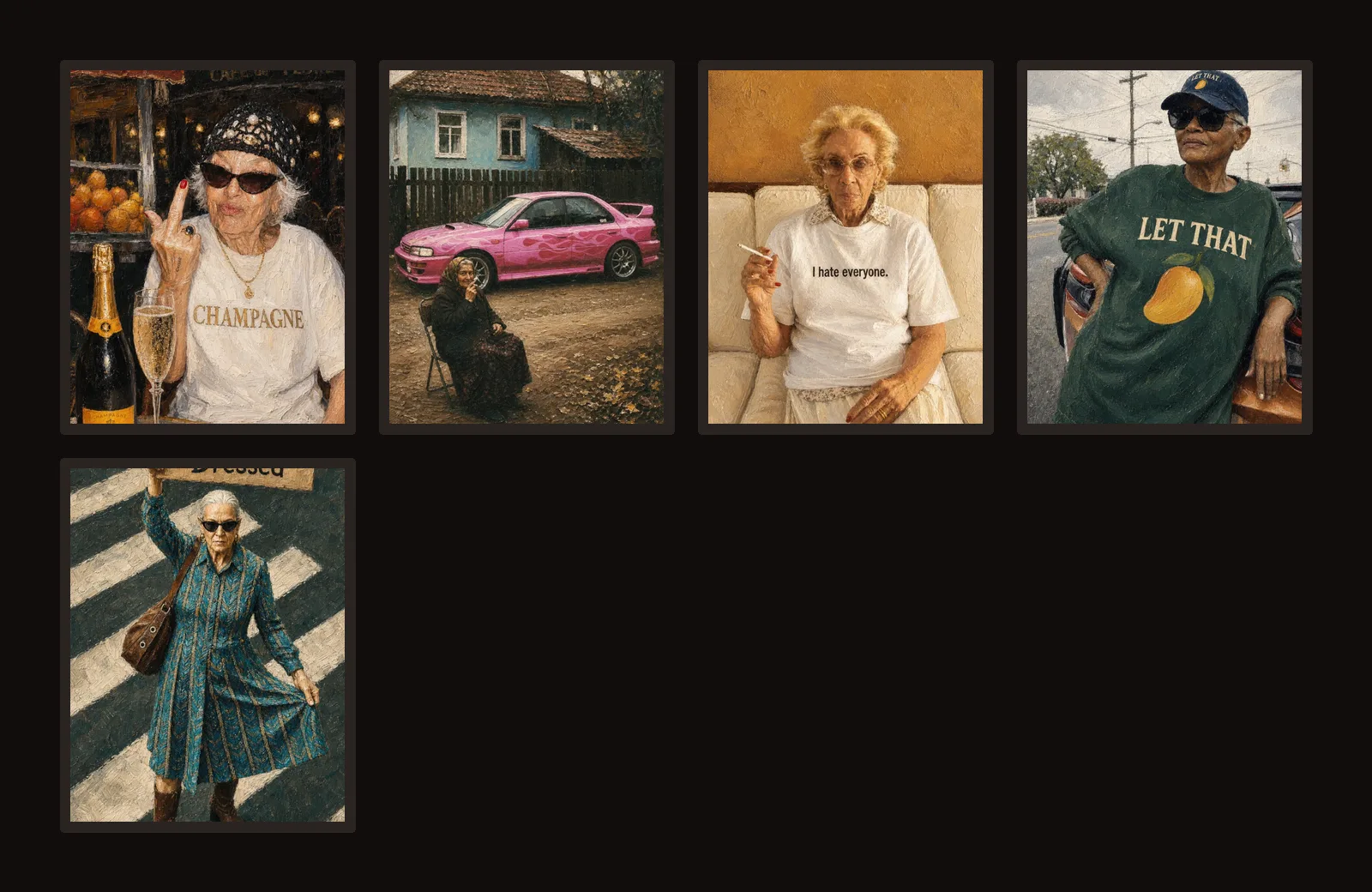 All artworks in Grande Dames, Vol. I arranged together