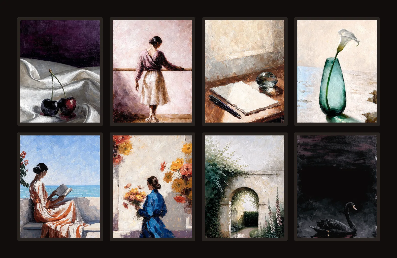 All artworks in The Quiet Hours, Suite No. 1 arranged together