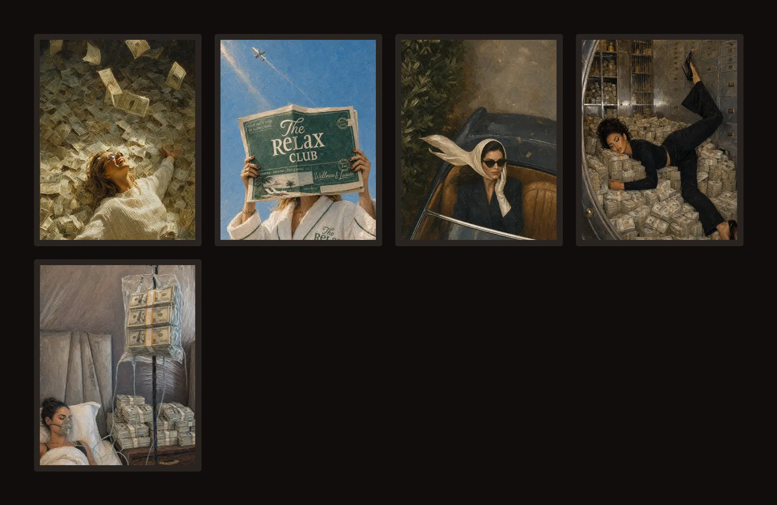 All artworks in The Relax Club, Vol. I arranged together