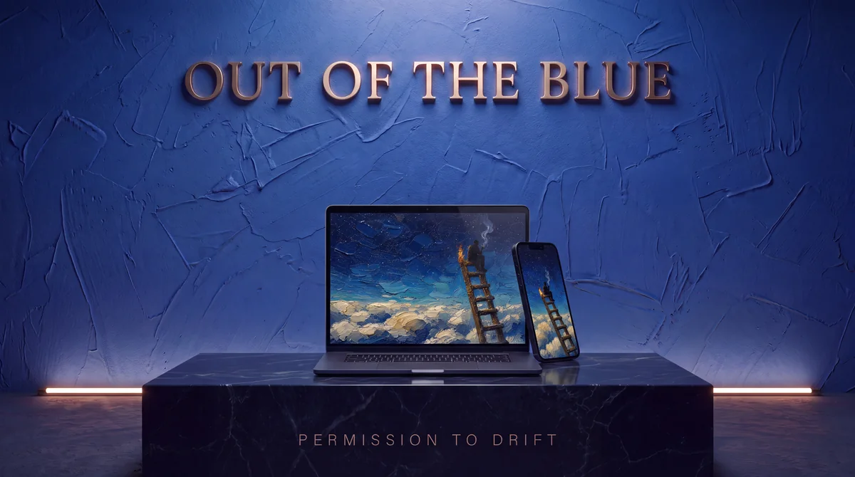 Out of the Blue, Vol. I shown on iPhone + Mac