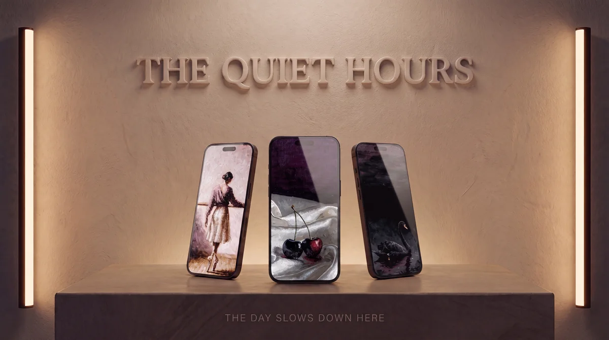 The Quiet Hours, Suite No. 1 shown on iPhone lock + home
